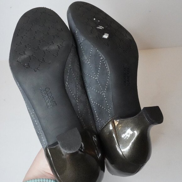 Franco Sarto, Mary Jane Kitten Heel Vintage Style Suede Pumps, Gray, Grey - Picture 5 of 7